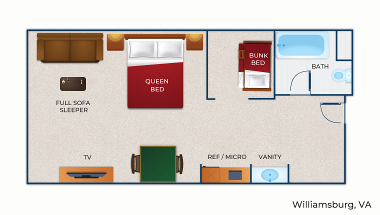 The floor plan for the Wolf Den Suite (Balcony/Patio)